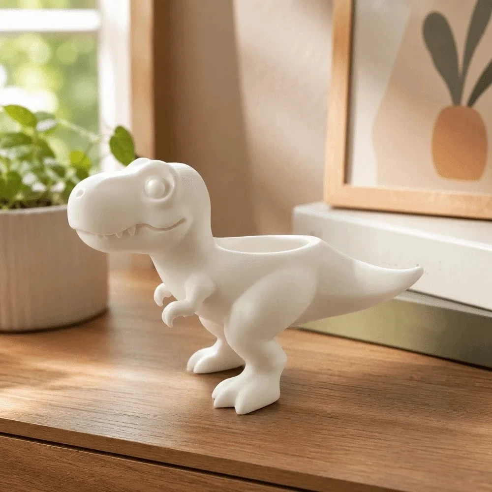 Storage 3D Printed Dinosaur Flowerpot Funny Desktop Decor Plant Planter Ornaments Mini Potted Planter