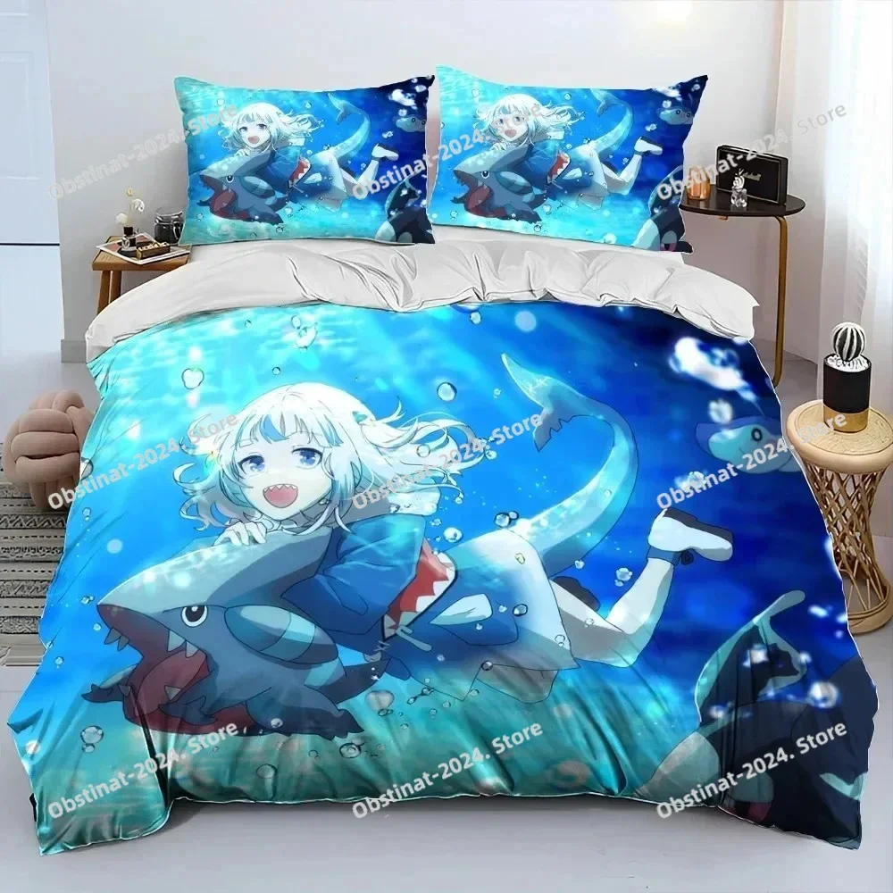 

Cute Gawr Gura Hololive Anime Shark Printed Duvet Cover Pillowcase Bedding Set Bed Linen Sheet Quilt Cover Full Queen King Size