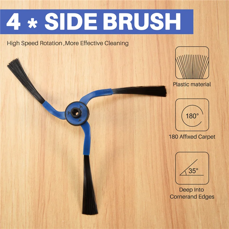 -ESTR 4 Pieces 3 Arm Side Brush Suitable For  Smart Sweeping Robot Vacuum Cleaner Replacement
