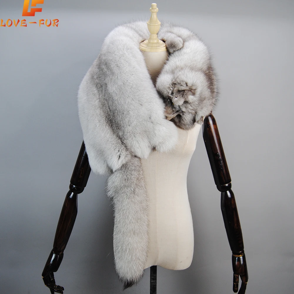 2024 Natural One-Piece Fox Fur Collar Warm Soft Real Fox Fur Scarf Fashion Party Luxury Brand Women Real Winter Fox Fur Scarves