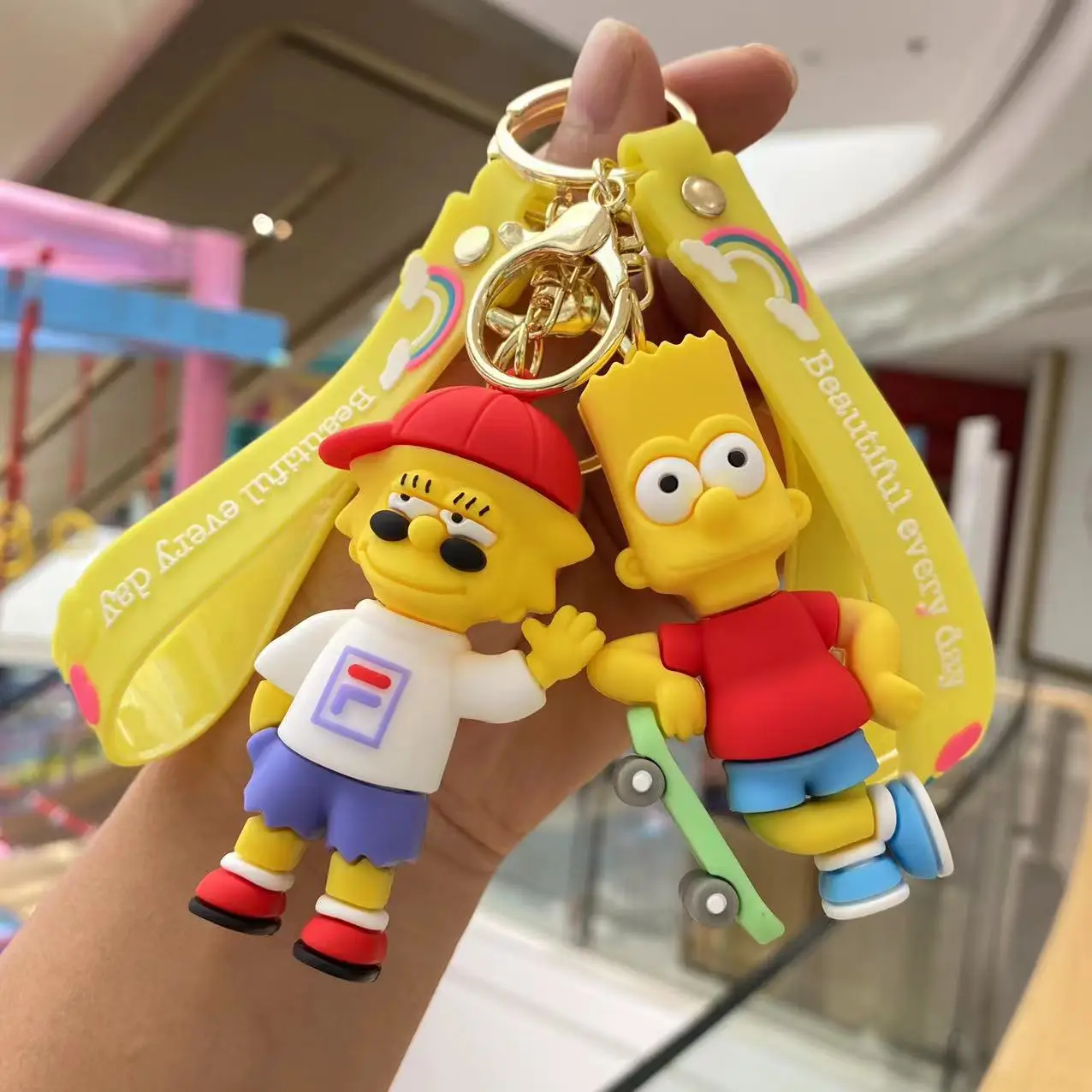 أنيمي عائلة سمبسنز المفاتيح الكرتون لطيف كيرينغ حقيبة ظهر الطالب سيارة مفتاح سلسلة هدايا عيد الميلاد