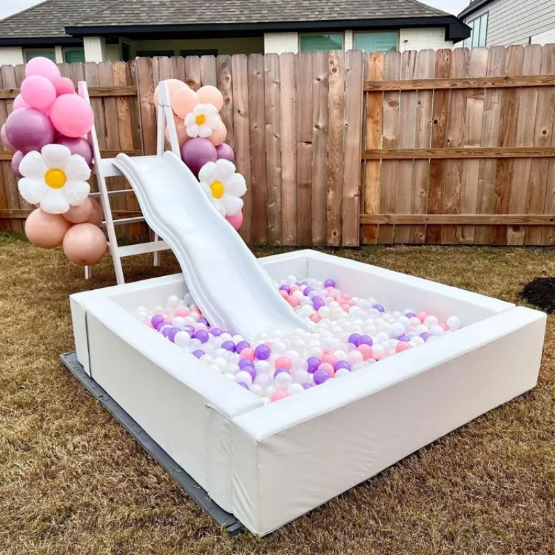 circle soft play white soft round ball pit with slide