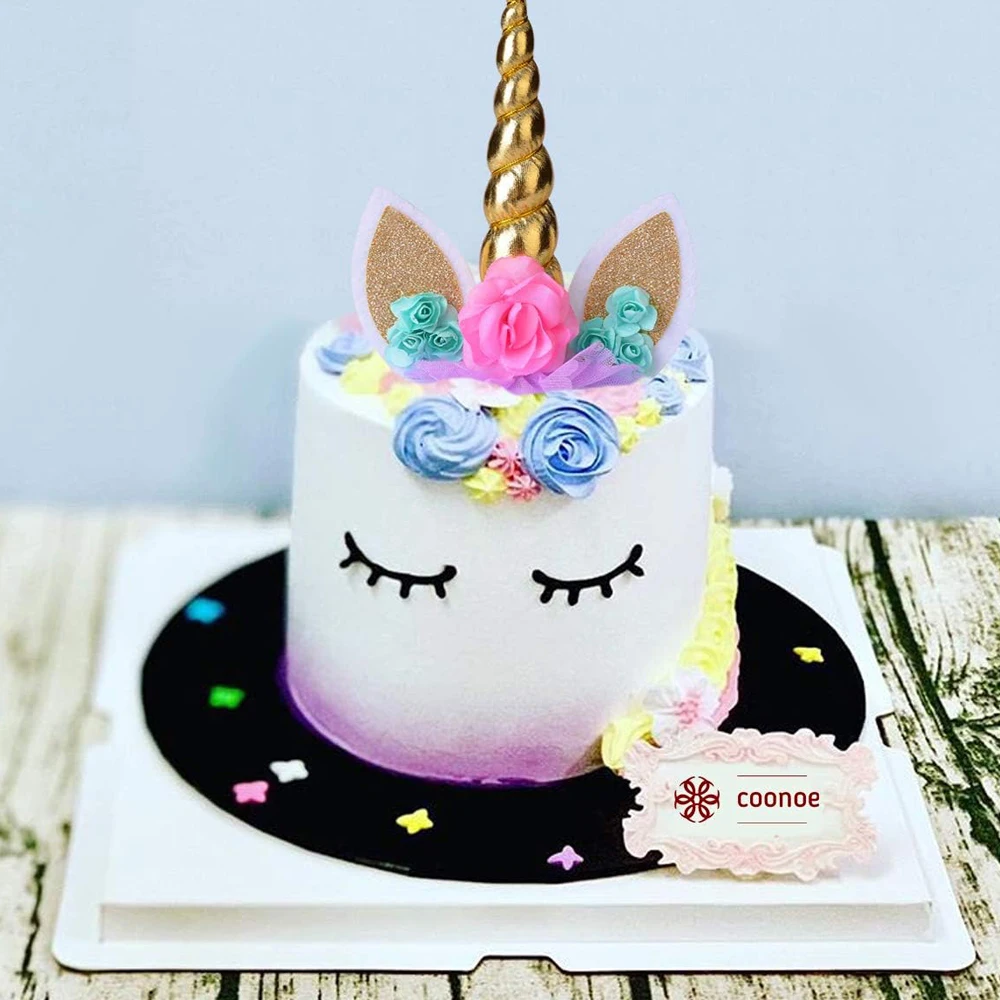 Unicorn Cake Topper Unicorn Birthday Party Supplies Cake Topper Decorations for Girls First Birthday Cake Topper with Eyelashes