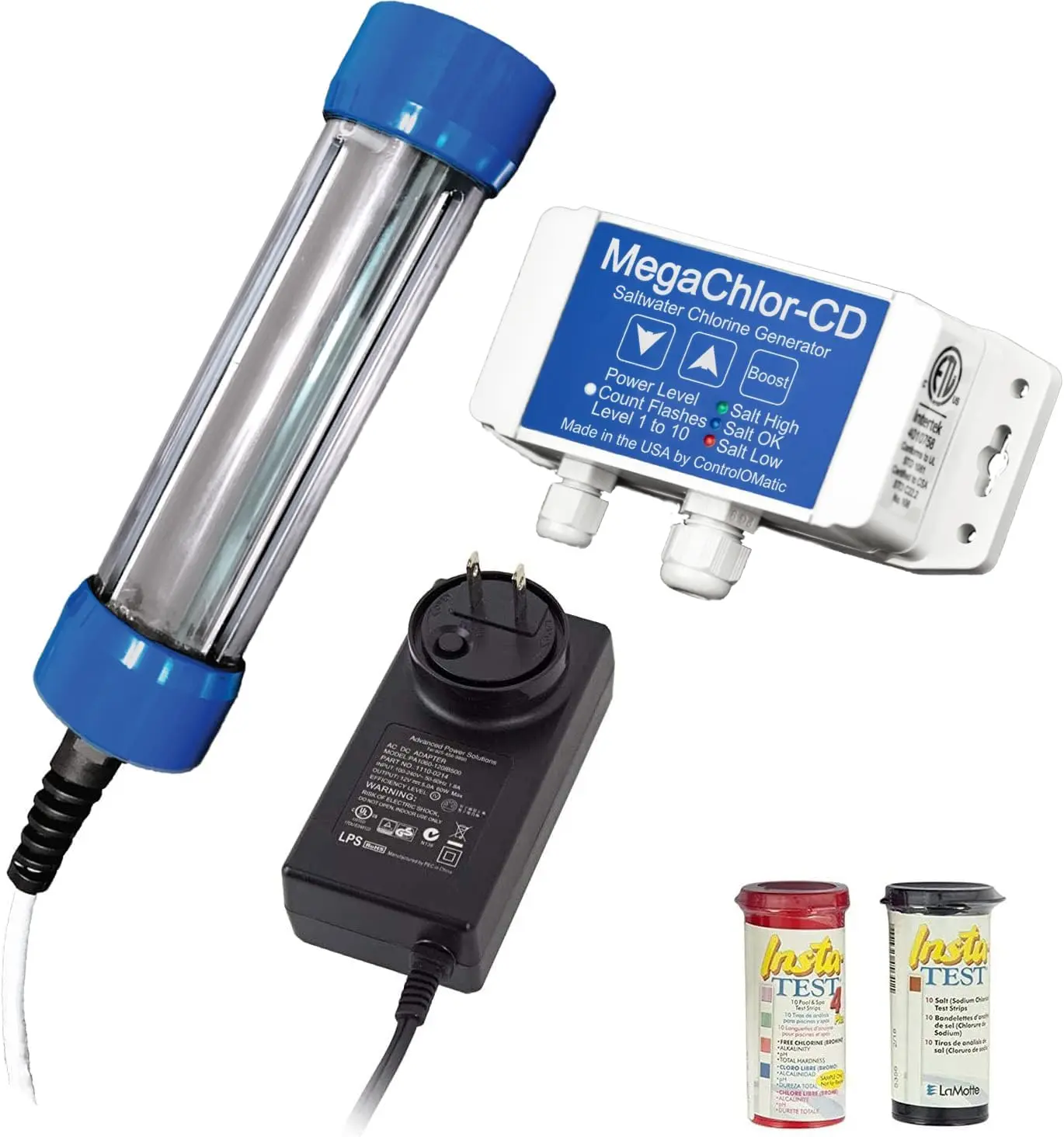 Generador de cloro de agua salada MegaChlor-CD con monitoreo automático del cloro, activa automáticamente como se necesita, para spas y ab de natación
