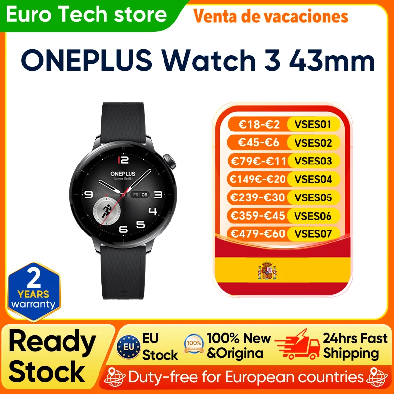 Reloj Inteligente OnePlus Watch 3 de 43 mm, Versión Global, Sistema Operativo W…