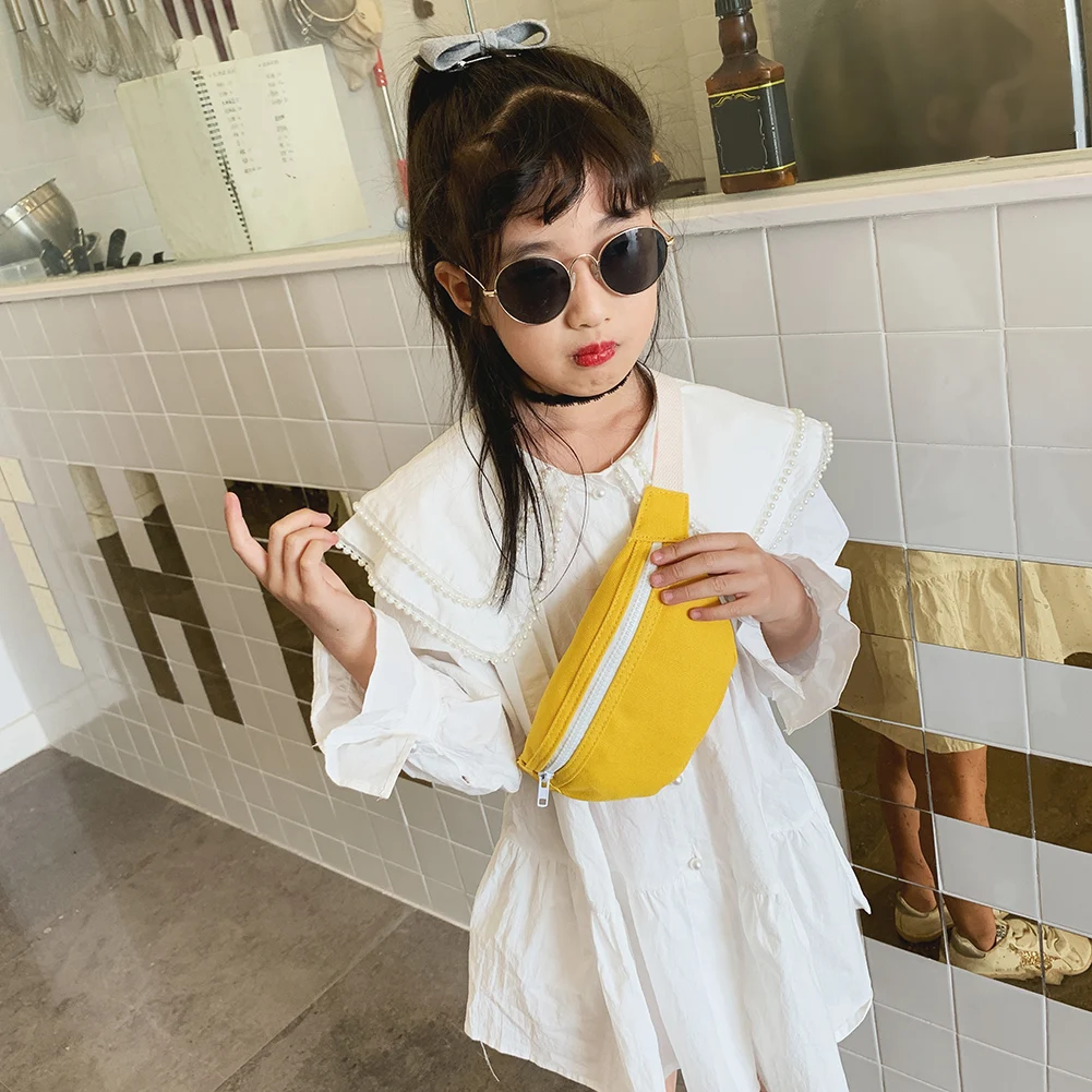 Riñonera para niños, bolso de lona informal para el pecho para mujeres y niñas, bolso con cinturón para compras al aire libre, decoración de viaje