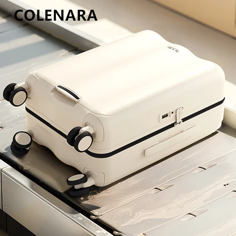 COLENARA حقيبة على عجلات حقيبة سستة الصعود صندوق المرأة حقيبة تروللي بعجلات 20 "24 بوصة ABS + PC حقيبة سفر بعجلات الأمتعة