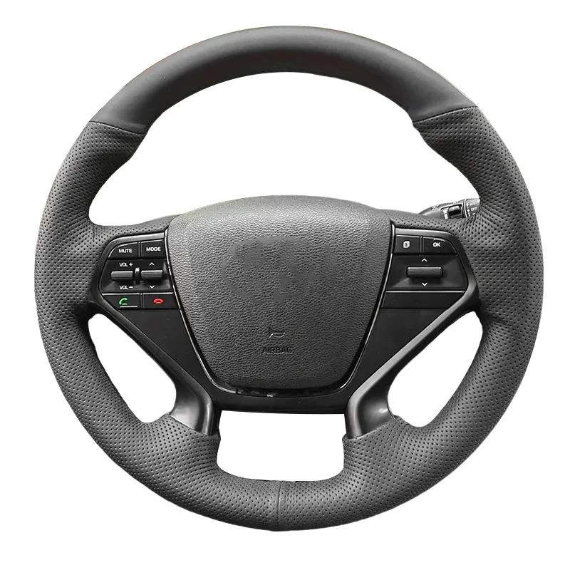 

Soft Perforated Leather Cover For Hyundai Sonata 9 2015 2016 2017 (4-Spoke) Hand Sewing Car Interior Steering Wheel Cover Trim