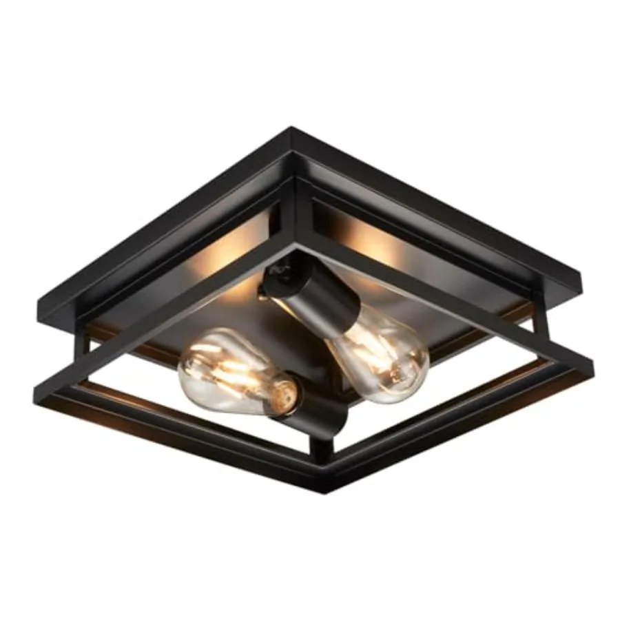 

Farmhouse Flush Mount Ceiling Light Fixture 2 Light, Hallway Ceiling Light Black, Kitchen Light Fixture Ceiling Mount, Simple C