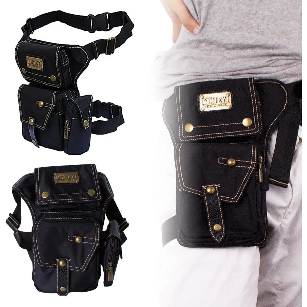 Multi-Purpose Detachable Drop Leg Waterproof Thigh Waist Pack Tactical  Belt Bag Black