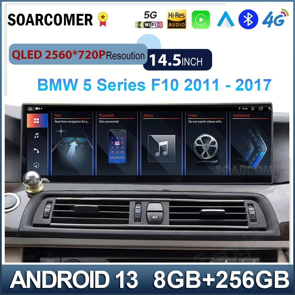 

14,5 дюймовый Android 13 для BMW 5 серии F10 QLED 2560*720P CIC NBT система беспроводной Carplay Автомобильный плеер мультимедийная навигация GPS