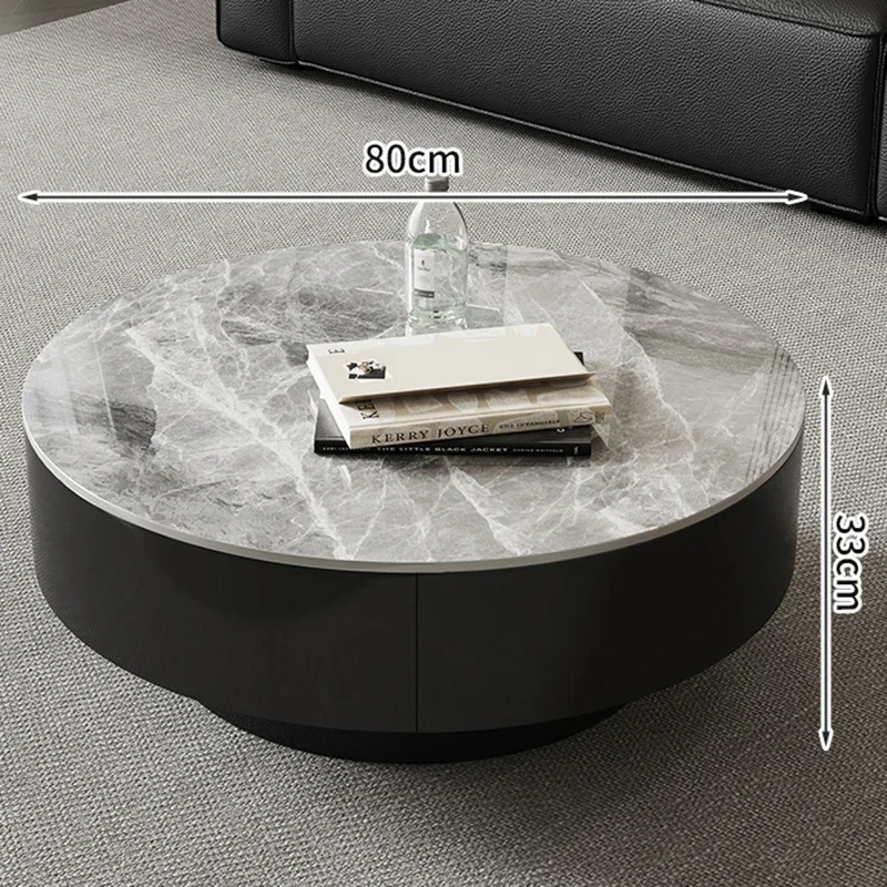 دراسة طاولة القهوة البسيطة غرفة المعيشة تصميم طاولة القهوة السوداء المستديرة مقاوم للماء أثاث صالة الأريكة العتيقة الفاخرة