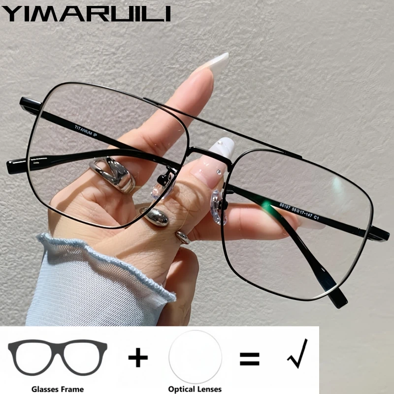 

YIMARUILI Men's and Women's Fashion Pilot Optical Prescription Glasses Myopia Hyperopia Progressive Anti-scratch Recipe Eyewear