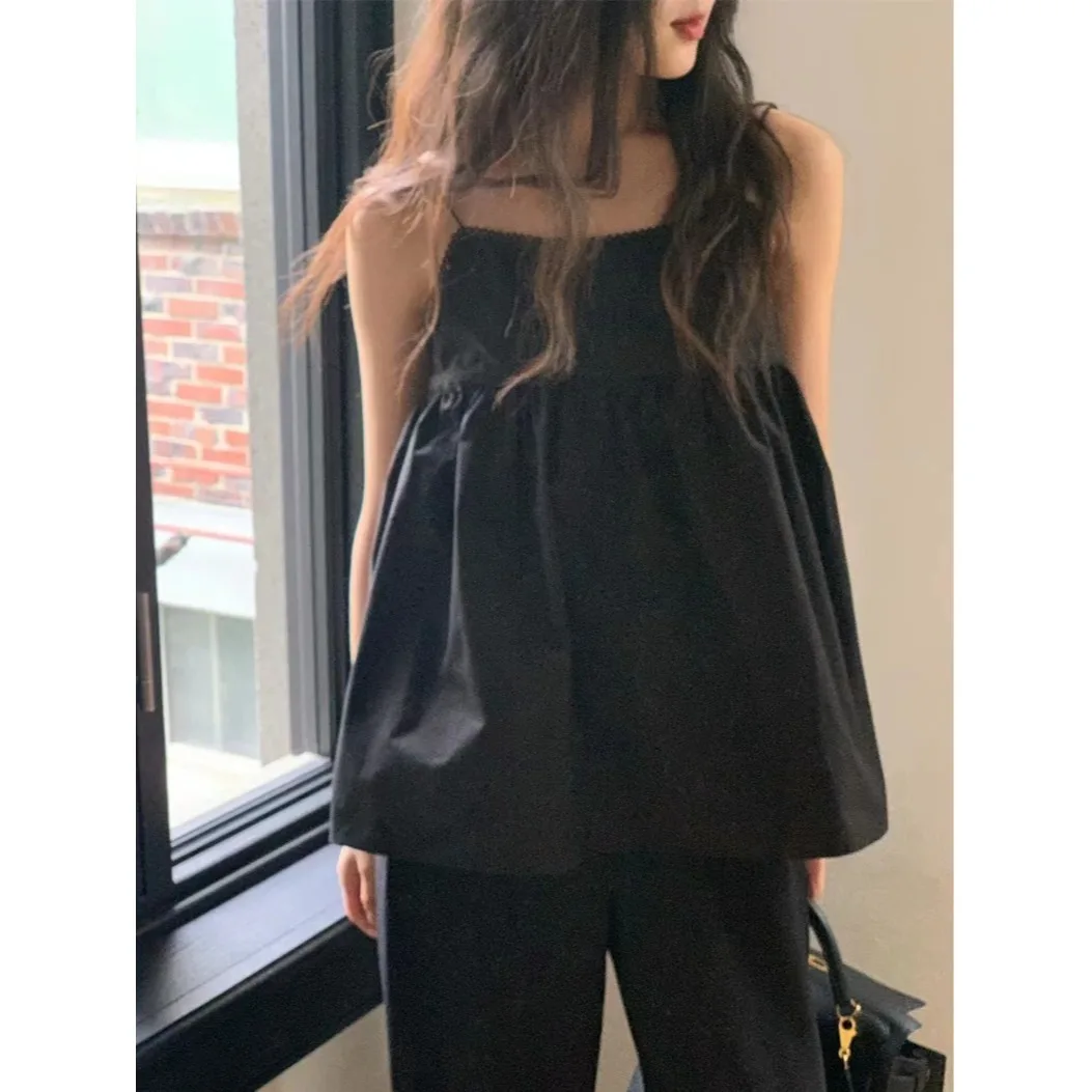 Verano Vaion Sle Bal chaleco con tirantes para mujer Top suelto empalme diseño de encaje primavera Otoño Invierno ropa Casual coreana Sle