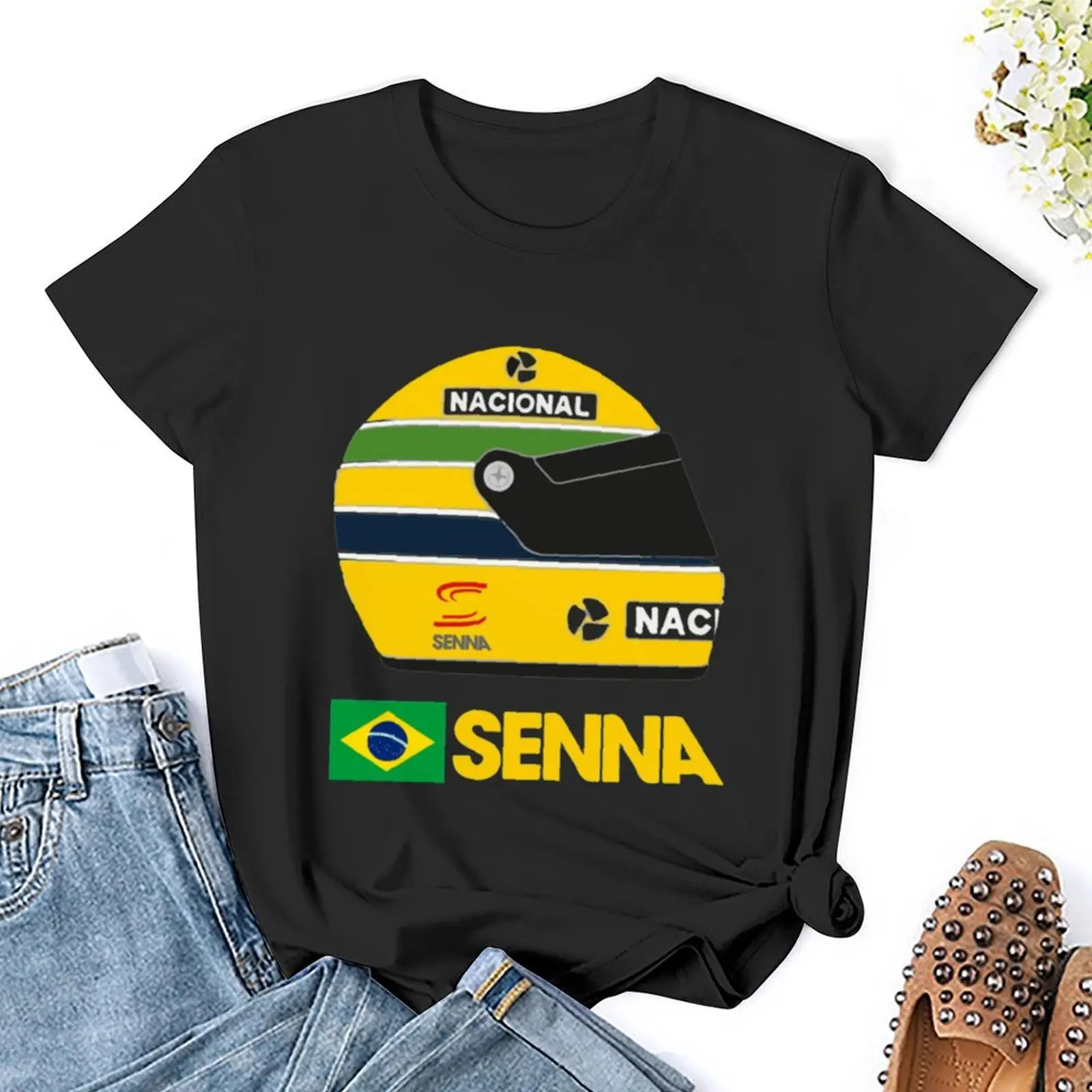 Ayrton Senna T-Shirt Dame Kleidung plus Größe Tops Hemden Grafik T-Shirts T-Shirt Kleid für Frauen sexy