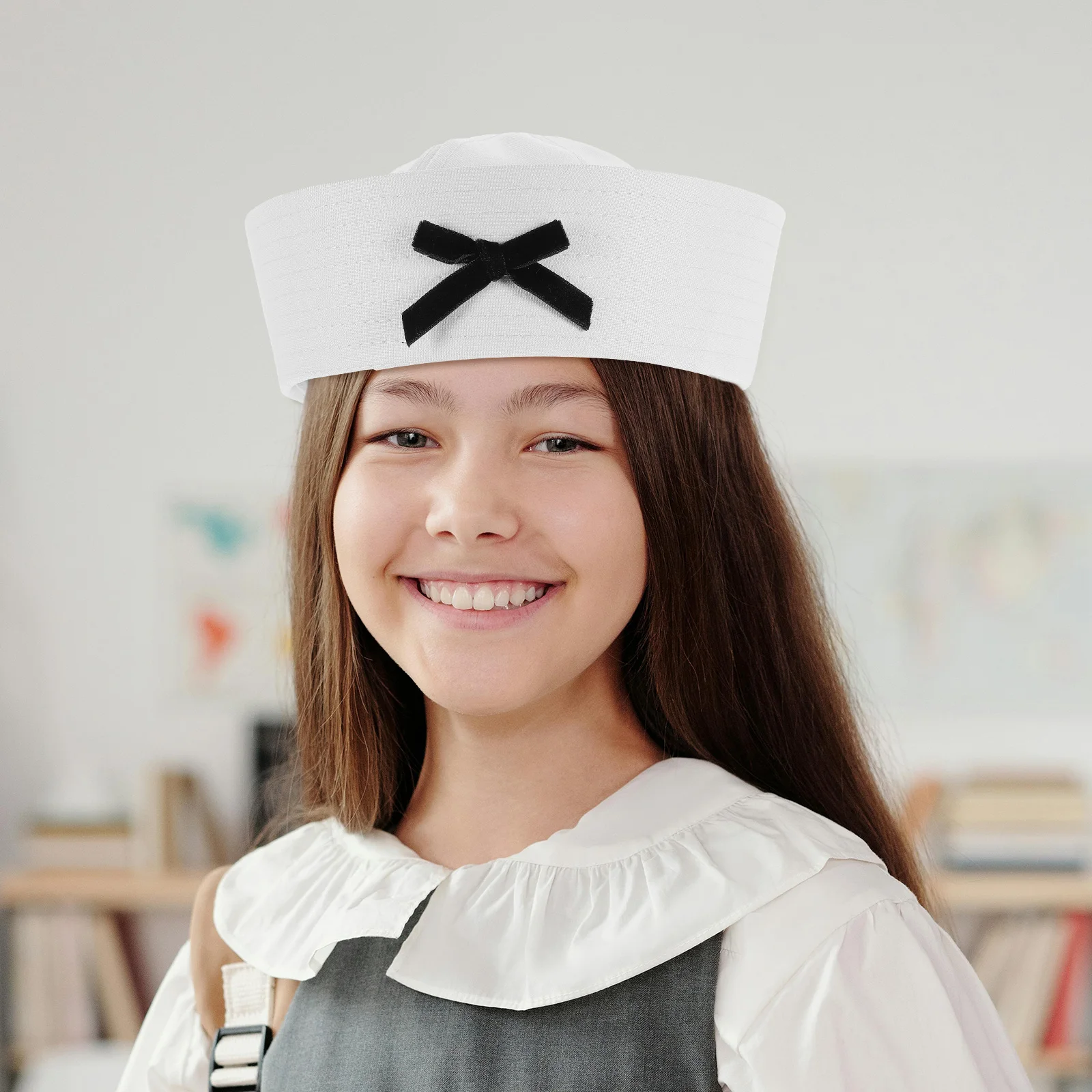 Chapéu de Marinheiro com Laço, Bonito e Fashion, Chapéu Respirável para Mulheres, Ideal para Festas ao Ar Livre, Cosplay, Iate e Barco