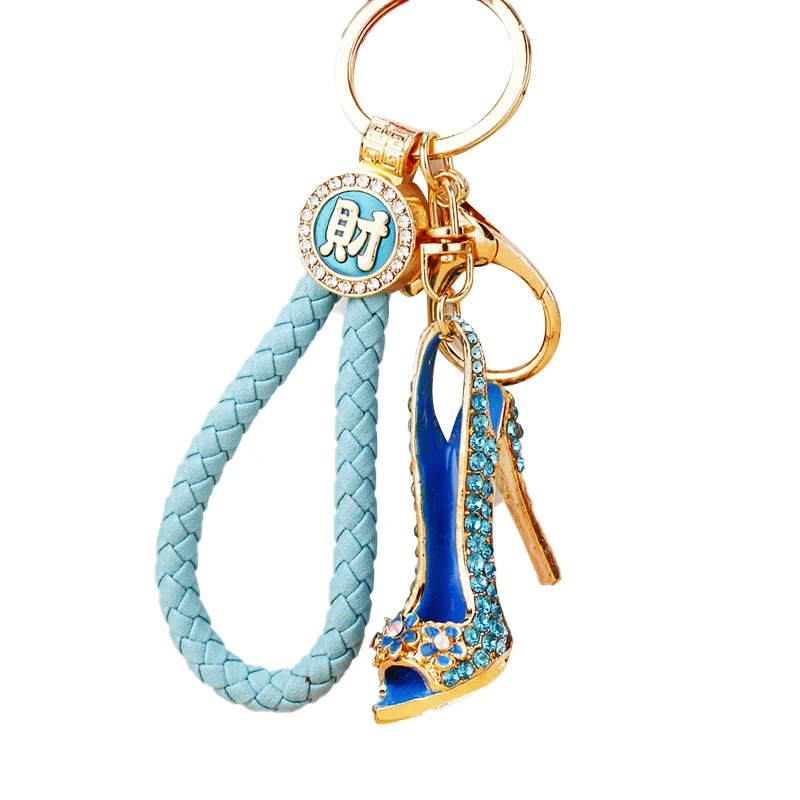 High Heel Shoe Keychain Rhinestone Crystal Purse Car Key Chain Bag Decorative Alloy Keyring