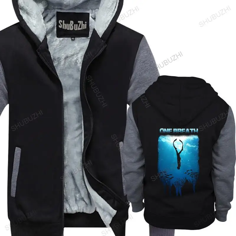 cotton man hoodies winter jacket Men fleece jacket Freediving One Breath Dive Apnoe Ocean Sea warm coat men sweatshirt