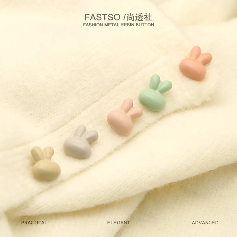 

Cute Rabbit Buttons for Kids Clothes Baby Cardigan Coat Decorative Colorful Buttons 6pcs