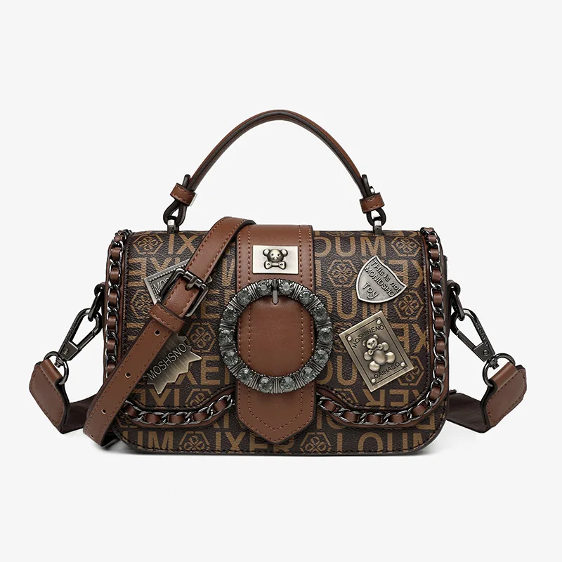 

Fashionable Vintage Messenger Purse Bag Women's Trendy Letter Logo Design Paris Inspired Luxury Minimalist