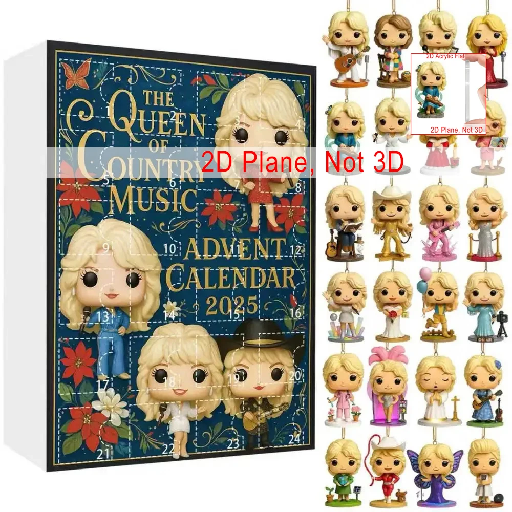 

2025 24-day The Queen of Country Music Dolly Parton 24 Day Surprise Countdown Christmas Calendar Christmas Tree Ornament