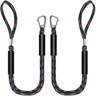 2/1PCS Elastic Bungee Dock Lines Shock Absorbing Rope Stainless Hooks Adjustable for Kayak Canoe Jet Ski Pontoon Boat Marine