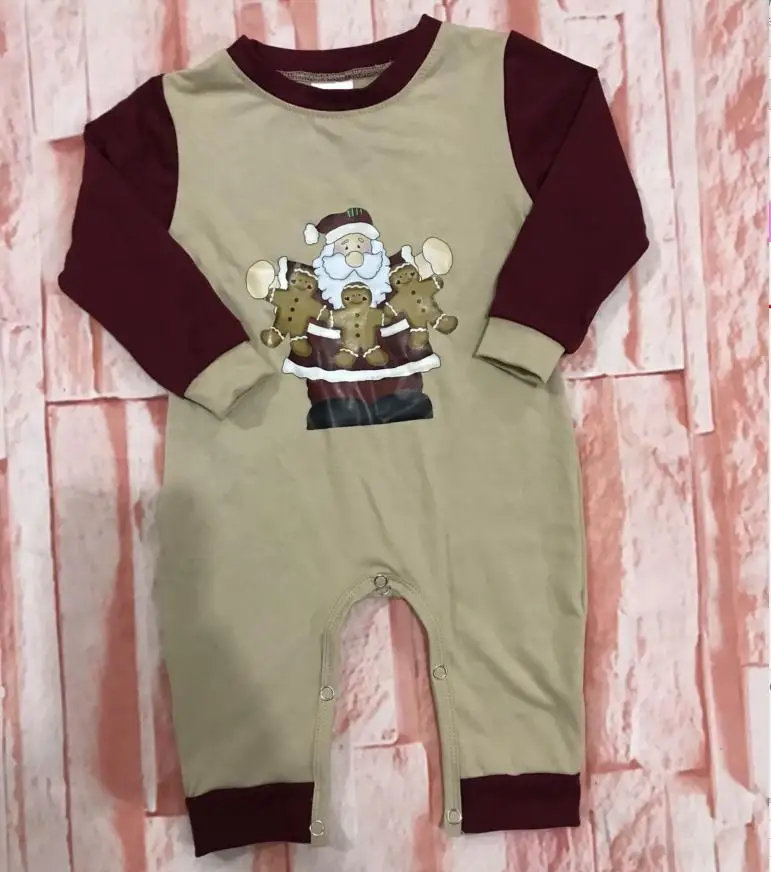 Wholesale baby boy girls Children clothes autumn new Christmas bear pattern embroidery blue jumpsuit boutique girls jumpsuit