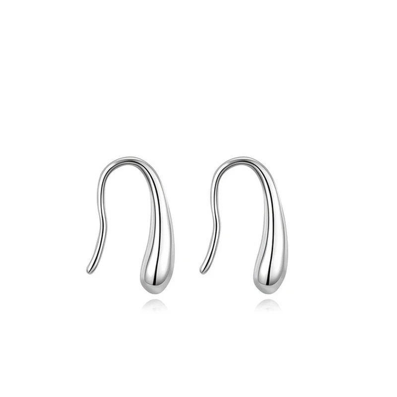 Ventfille 100% 925 Sterling Silver Drop Earring for Women Girl Gift Water Drop Beautiful Curve Ear Hook Glegant Design Jewelry