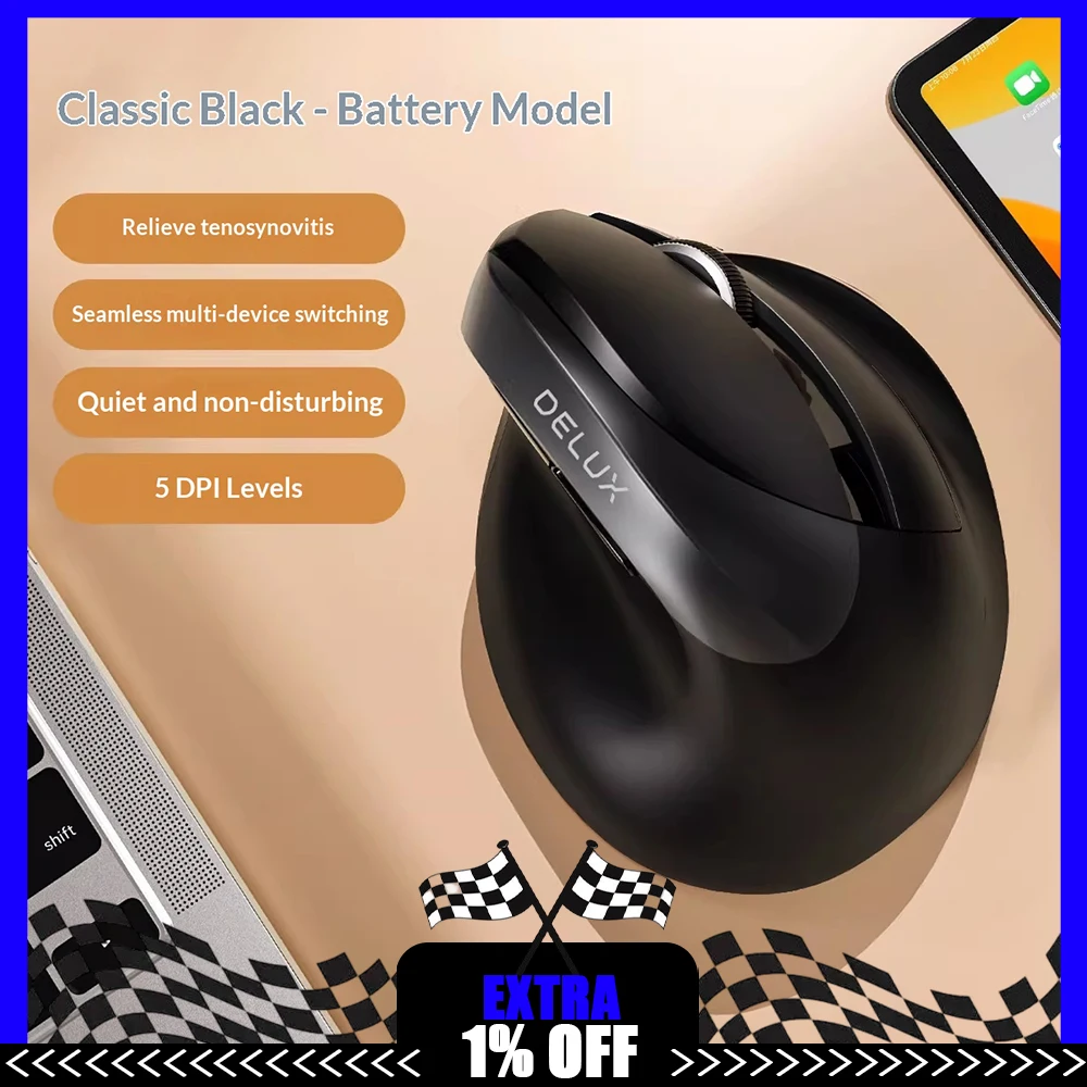 DeLUX m618mini Office Mouse Protophase Dual Mode Connection Colorful RGB Wireless Mouse Mute Vertical Comfort 4000DPI Accessorie