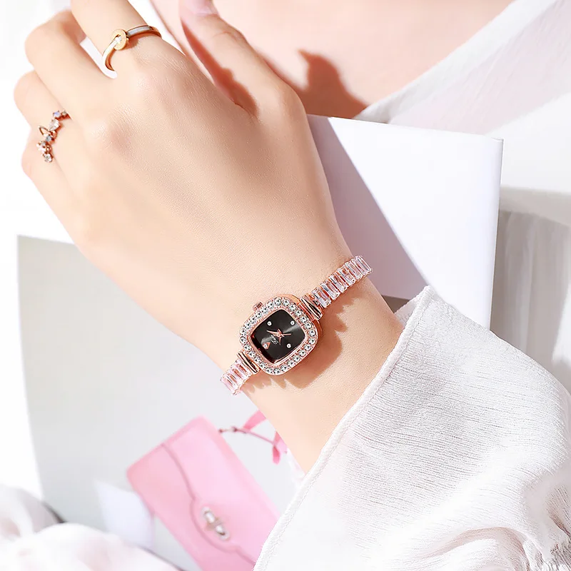 Роскошные часы-браслет с квадратным циферблатом и цирконием, изысканные часы-цепочка, женские кварцевые часы с свободной регулировкой, Reloj Mujer