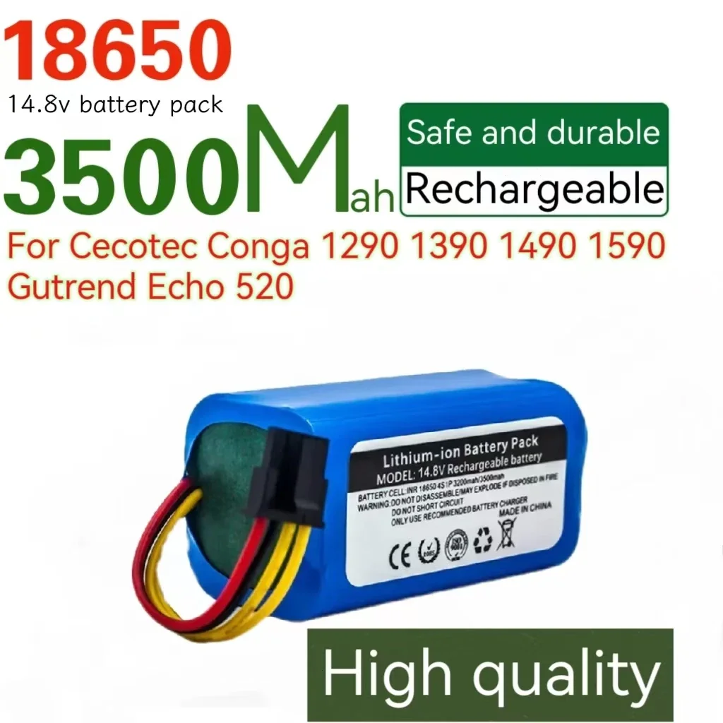 

18650 lithium battery 14.8V battery pack 3500mah For Cecotec Conga 1290 1390 1490 1590 Gutrend Echo 520 Robot Vacuum Cleaner