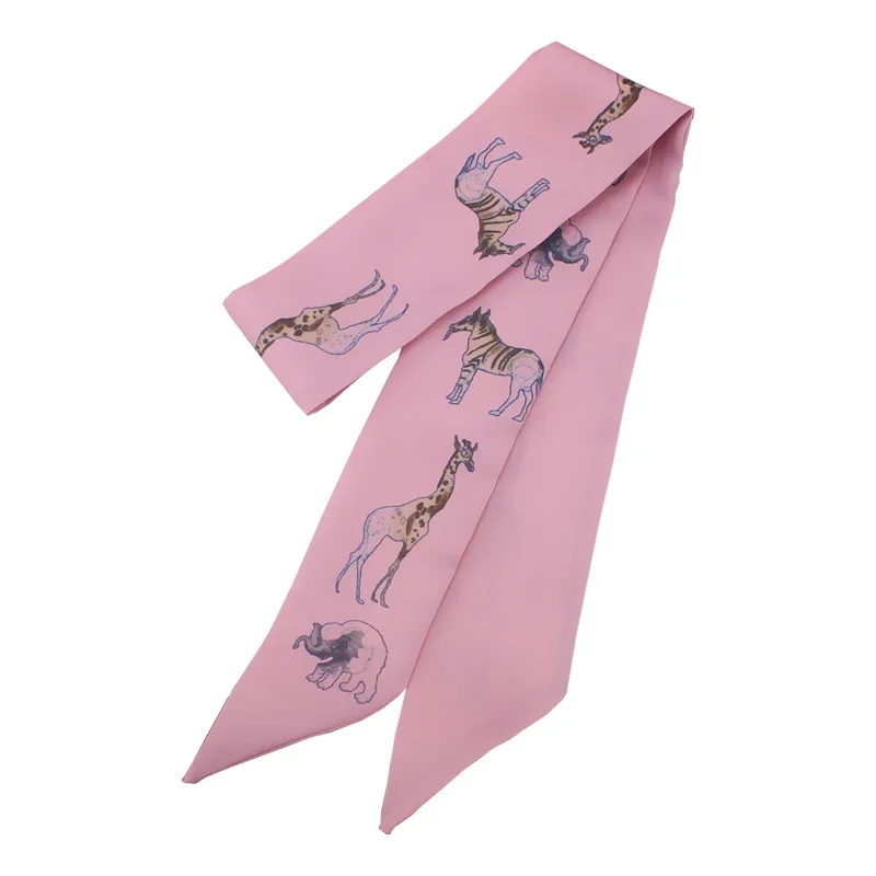 New Cartoon Animal Printing Small Ribbon Tie Bag Handle Silk Scarf All-match Hair Band Neckerchief Ribbon Hair Band Small Scarf