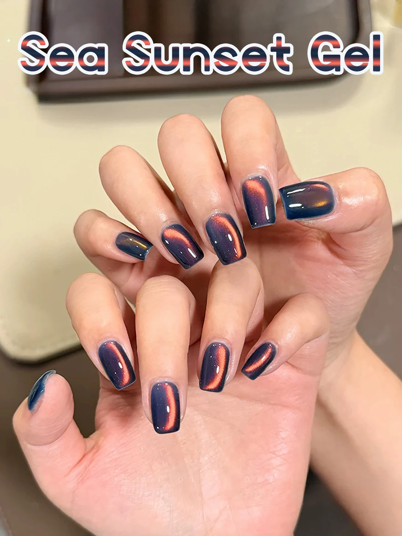 1 Uds TC Popular puesta de sol de mar esmalte de uñas de Gel de ojo de gato Otoño Invierno blanqueamiento gradiente Gradual satén cuentas de vidrio fino arte de uñas