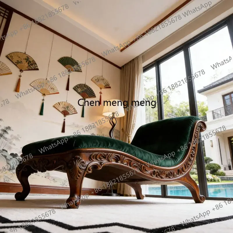 

Hot sales New Chinese-style villa concubine chair sofa black walnut ash wood high-end custom beauty bed and breakfast hotel leis