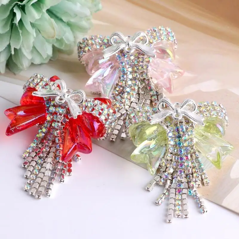 Luxuriöses DIY-Armband, 1 Stück, Schleifen-Strass-Perlen mit Kunstkristallen und Quaste für Bastelaktivitäten zu Hause – Detail 3