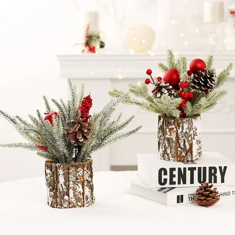 

Versatile Small Christmas Tree Artificial Christmas Tree with Christmas Ornaments Pine Cone Berry Tabletop Christmas Tree Dura