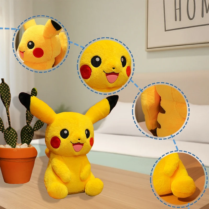 30-75cm Big Size Pikachu Plush Toy Cute Pokemon Pikachu Doll Super Soft Stuffed Pokémon Smile Pikachu Pillow Christmas Gifts Kid