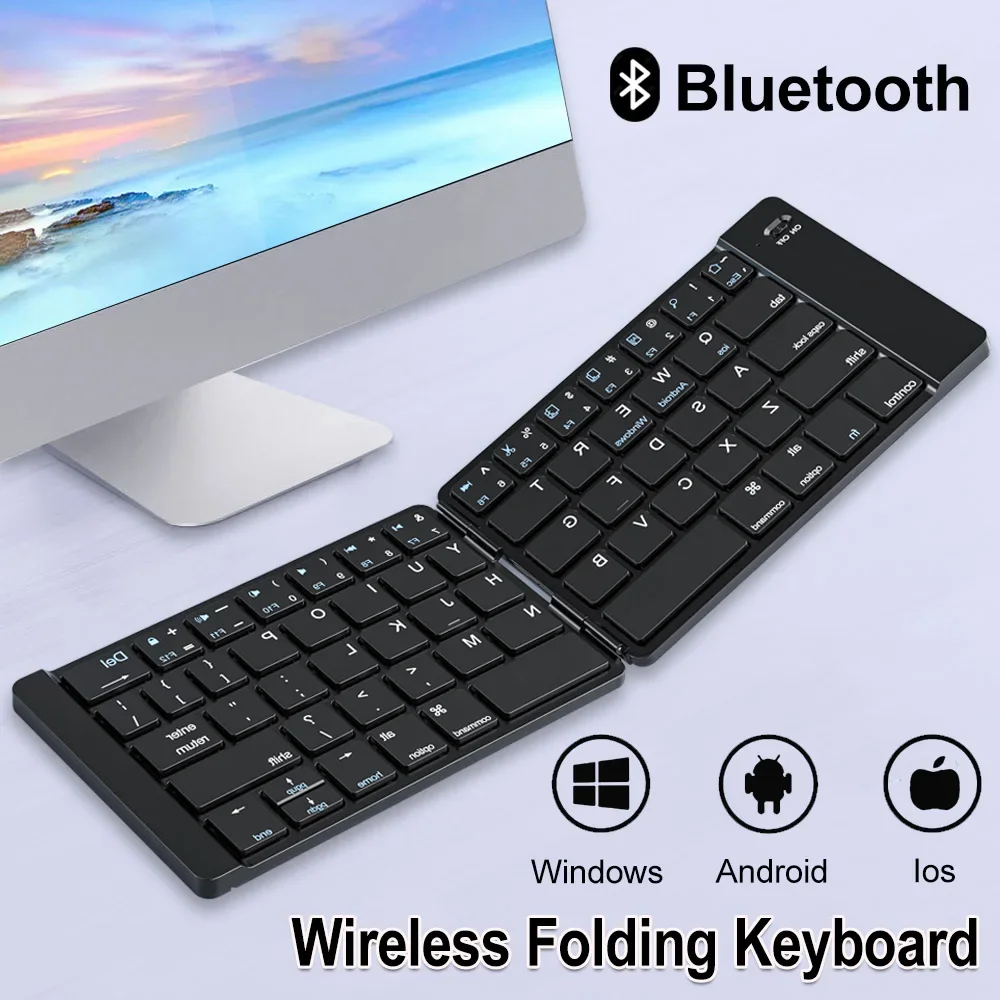

Складная беспроводная Bluetooth-клавиатура портативного размера для путешествий с цифровым блоком - питание от USB
