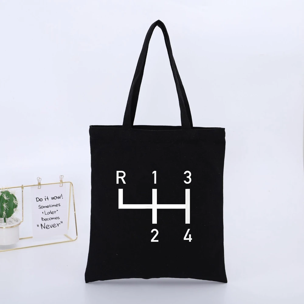 Letter and Number Print Canvas Tote Bag, Minimalist Design for Daily Shopping and Casual Outings