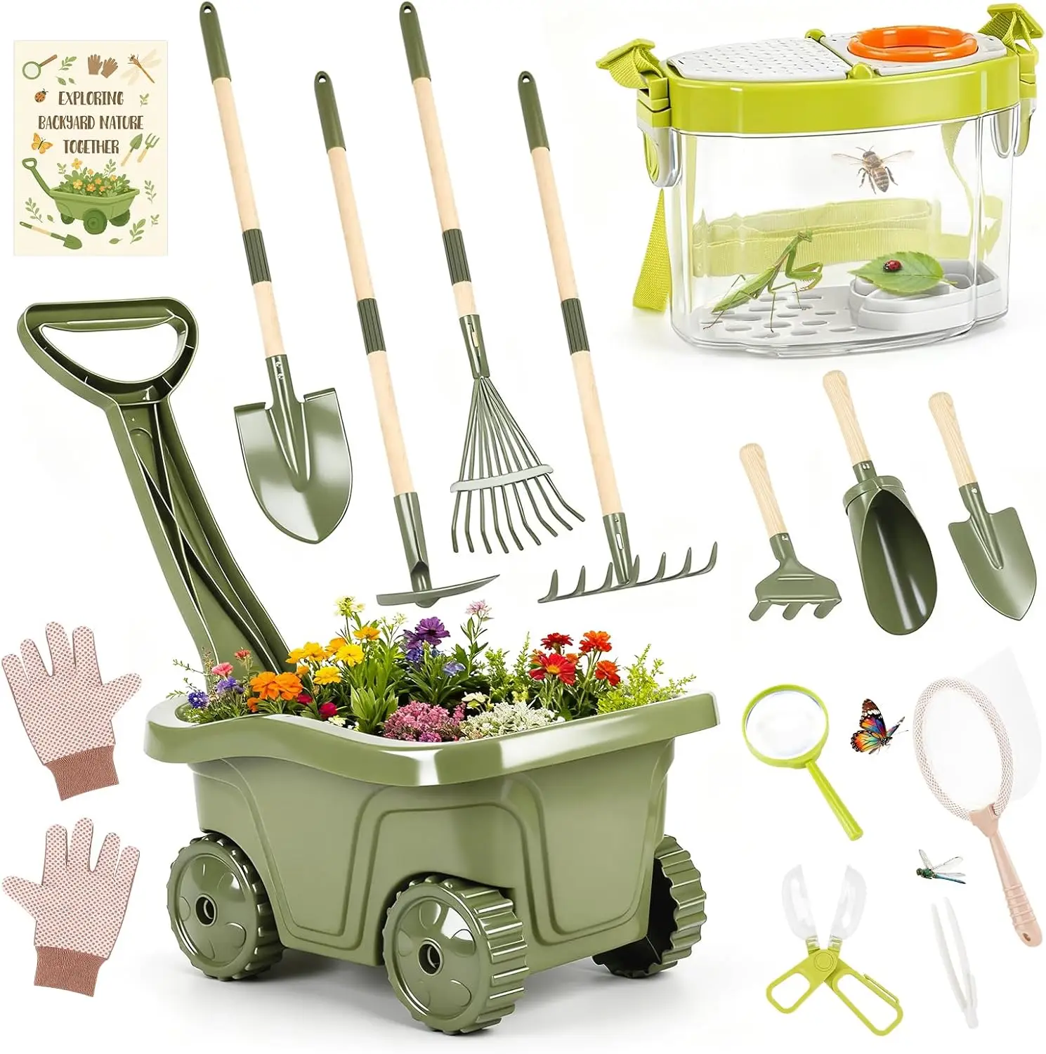 

Игрушка 2-в-1 для улицы: тачка и домик для жуков, развивающий STEM-подарок для детей 3-5 лет