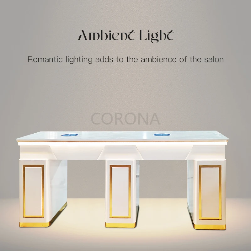 Professional Double Nail Tech Art Desk Table Salon Furniture Manicure Table And Chair Set - view 2