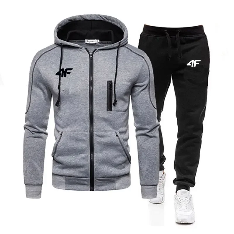 Herfst Winter Fleece Dikke Warme Heren Trainingspak Rits Hoodies + Broek 2 Stuks Sets Pak Sportkleding Trend Mode hip Hop Mannen Kleding