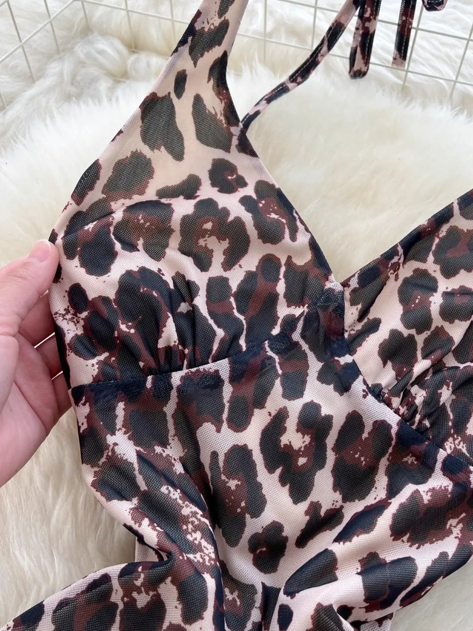 Foamlina feminino luxo sexy com decote em v leopardo impressão vestido longo feminino sem costas sem mangas apertado cauda de peixe halter suspender vestido