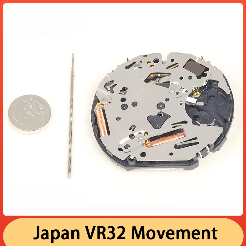 New Japan VR32 Movement Date At 3 6Hands VR32B VR32A Quartz Movement Watch Movement Repair Accessories With Battery And Stem