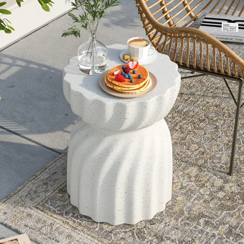 Outdoor Side Table, 19 Inch High Outdoor Decorative Side Table, and Plant Racks for Courtyards and Gardens, Outdoor Table