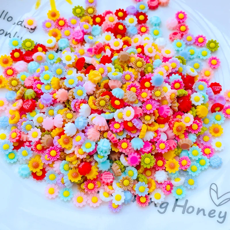 100Pcs  New 6mm Kawaii Cute Mixed Flowers Flat Back Resin Cabochons Scrapbooking DIY Jewelry Craft Decoration Accessorie J58