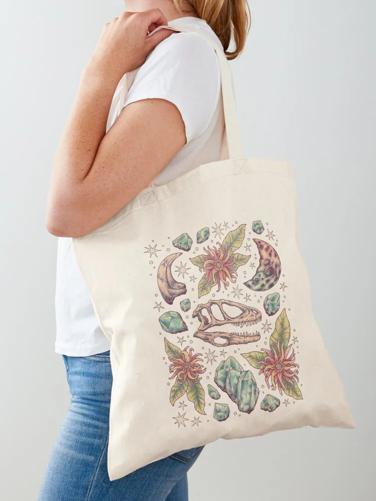 

Deinonychus Dreams Dinosaur Botanical Art Tote Bag women bag bag luxury women shopping logo eco folding