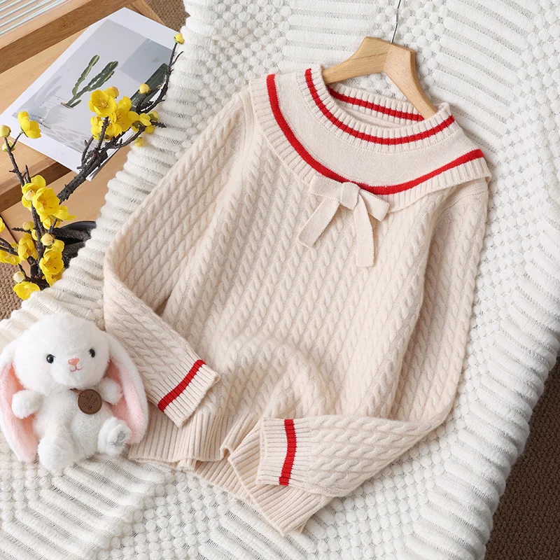 

Design Style O-Neck 100% Merino Wool Sweater Autumn And Winter Pullover Long Sleeve Knitwear Girls Children's Clothing Tops