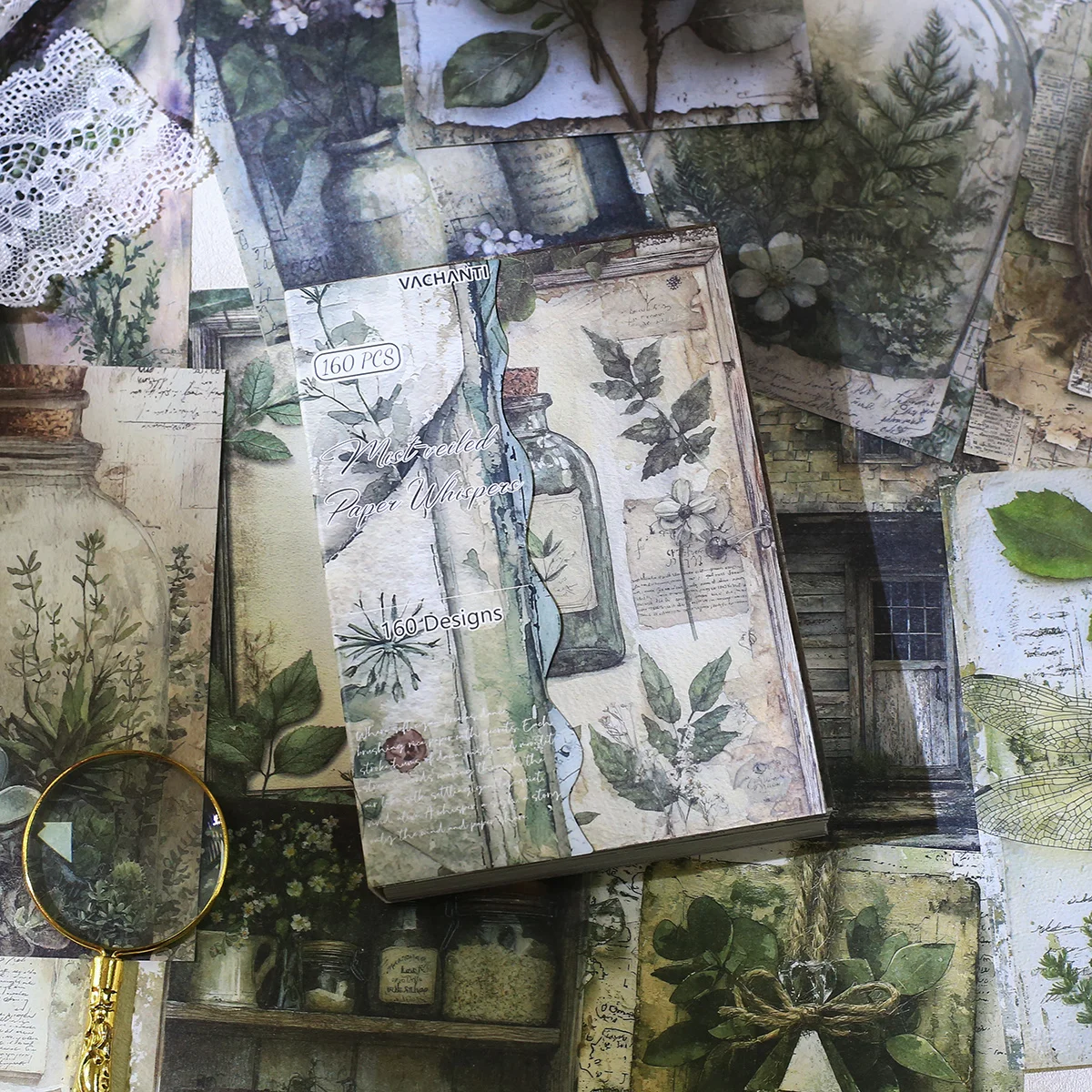 160 Sheets Botanical Scrapbook Paper Pack No Repeating Pattern Non-Sticky Craft Paper for DIY Craft Journaling Collage Art Paper