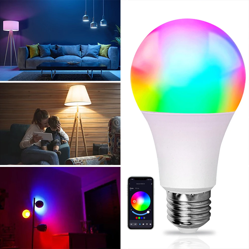 Tuya E27 LED Lights Bulb RGB CW WW Dimmable Lamp Smart Life APP Control Smart Bulb Work with Alexa Google  Assistant Home Decor
